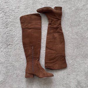 Women's Brown Faux Suede Knee High Boot Forever 21 (Size 6)